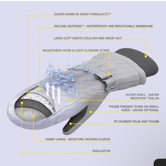 Children Toddlers Infant and Baby Mittens Thinsulate Winter Waterproof Gloves - Picture 5 of 5